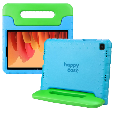HappyCase Kinder Tablethoes met Handvat van de Rainbow Serie met de kleuren Blauw en Groen